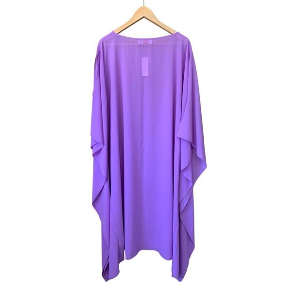 RENEE C. Semi Sheer Asymmetric Midi‎ Caftan Dress in Lavender Size S - Picture 4 of 12